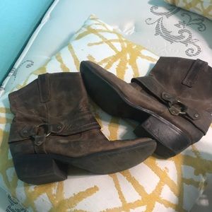 faux leather ankle cowboy booties